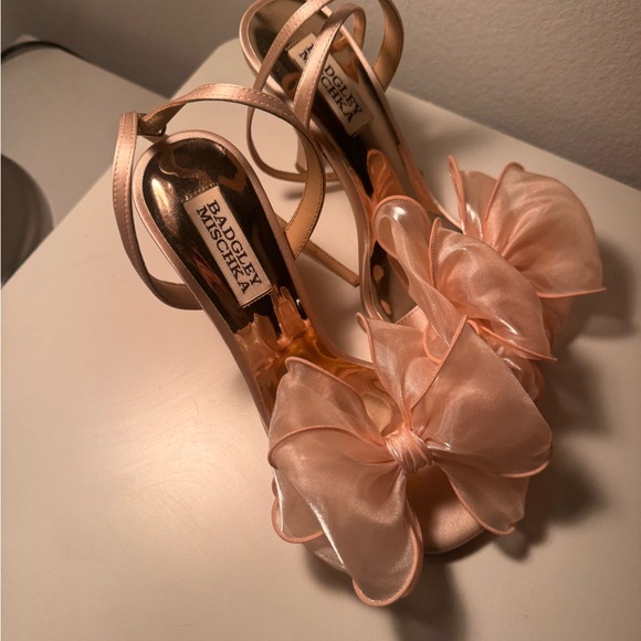Badgley Mischka Women's Nessie Heeled Sandal Pink Bow Size 6 - Picture 8 of 9